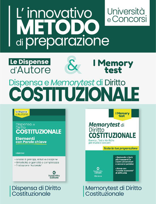 Dispensa di diritto costituzionale-Memorytest di diritto costituzionale. Kit