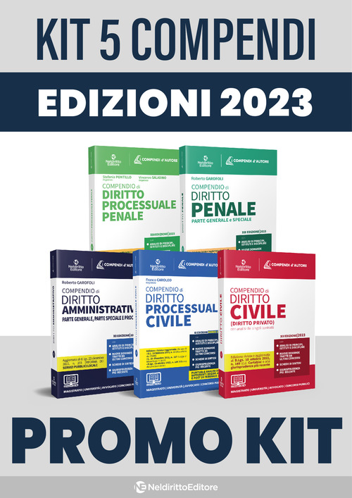 Kit 5 Compendi d’autore: Civile-Penale-Procedura Civile-Procedura Penale-Amministrativo