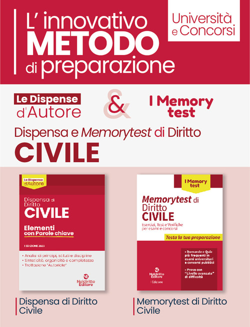 Kit le dispense d’autore: Dispensa di diritto civile. Elementi con parole chiave-Memorytest di Diritto Civile