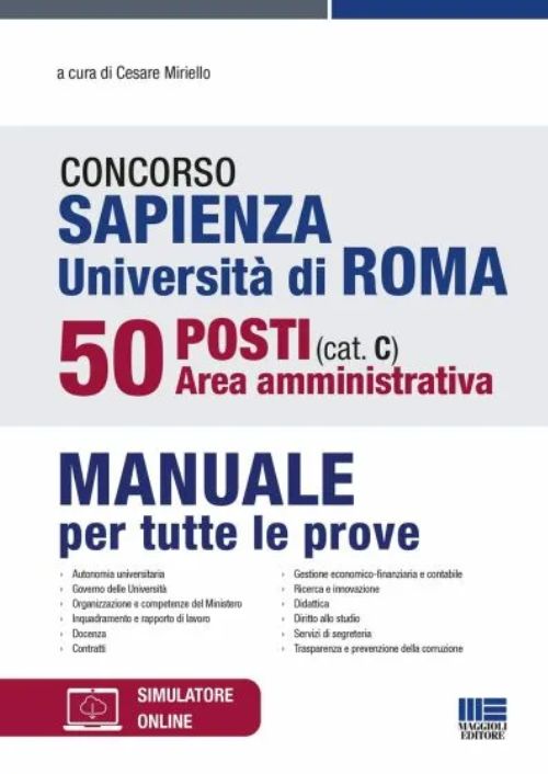 Concorso Sapienza Università di Roma 50 posti (cat. C). Area amministrativa. Manuale per tutte le prove