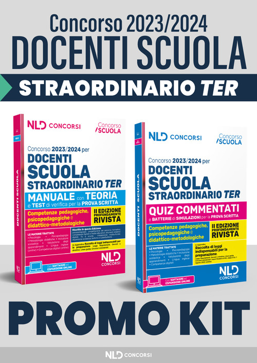 Concorso docenti scuola straordinario TER 2023-2024. Kit: Manuale con teoria e test di verifica per la prova scritta-Quiz commentati per la prova scritta
