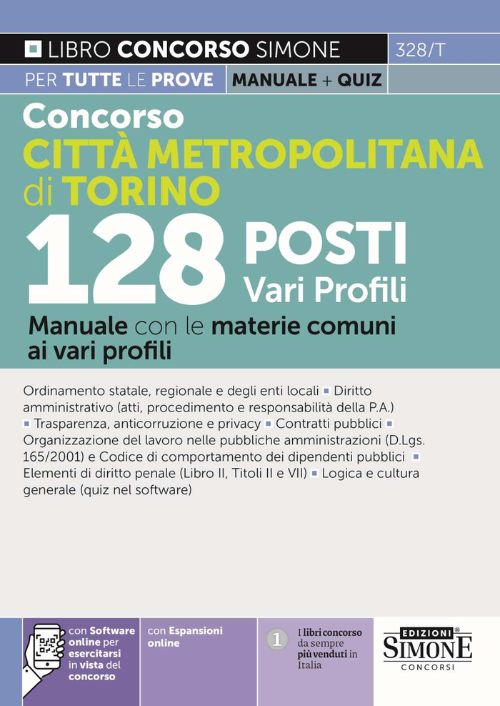 Concorso città metropolitana di Torino 128 posti vari profili. Manuale con le materie comuni ai vari profili