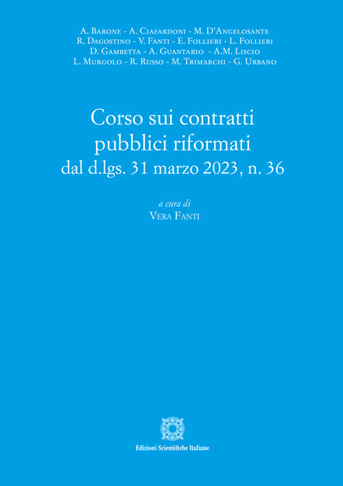 Corso sui contratti pubblici riformati dal d.lgs. 31 marzo 2023, n. 36