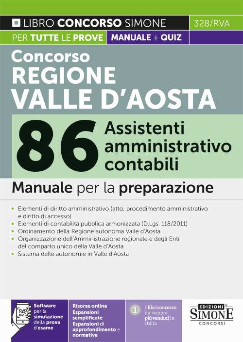 Concorso regione Valle d’Aosta 86 assistenti amministrativo contabile. Manuale per la preparazione