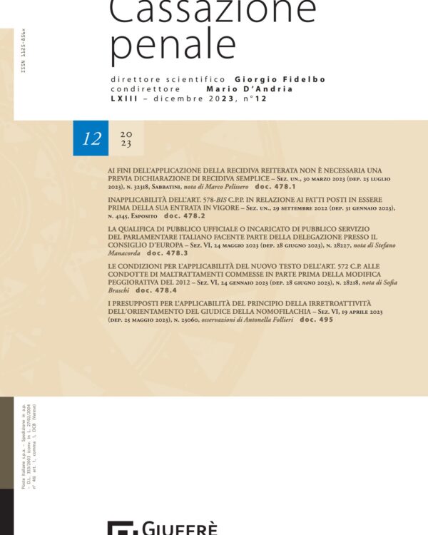 CASSAZIONE PENALE - Giuffrè Francis Lefebvre