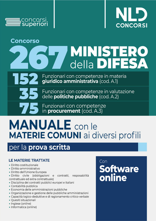 Concorso 267 posti Ministero della Difesa. Materie comuni ai diversi profili. Manuale