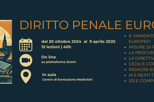 CORSO DI ALTA FORMAZIONE IN DIRITTO PENALE EUROPEO