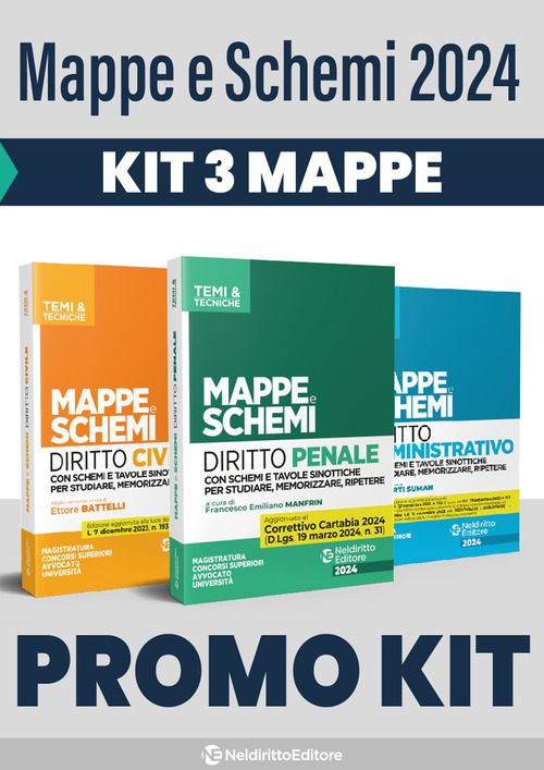 Kit mappe e schemi di Civile, Penale e Amministrativo 2024