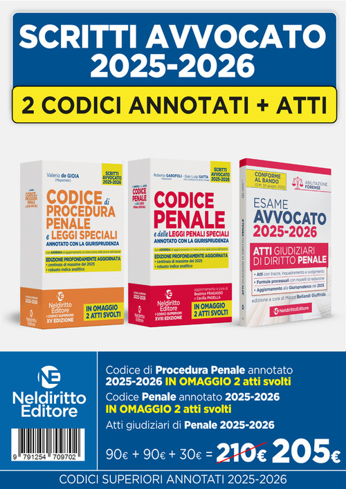 Kit codice penale e codice di procedura penale annotato con la giurisprudenza per l’esame di avvocato 2025-2026 + Atti di diritto penale 2025