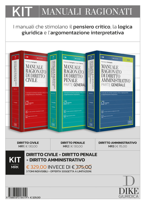Kit. Manuali ragionati: Diritto civile-Diritto penale-Diritto amministrativo