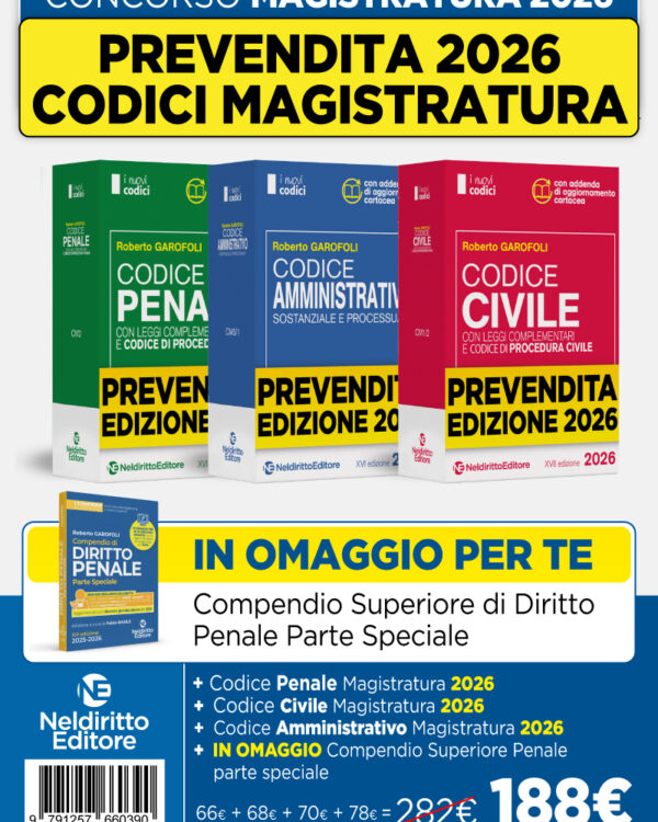Prevendita Kit Codici Magistratura 2026 IN OMAGGIO Compendio Superiore di Diritto Penale parte speciale