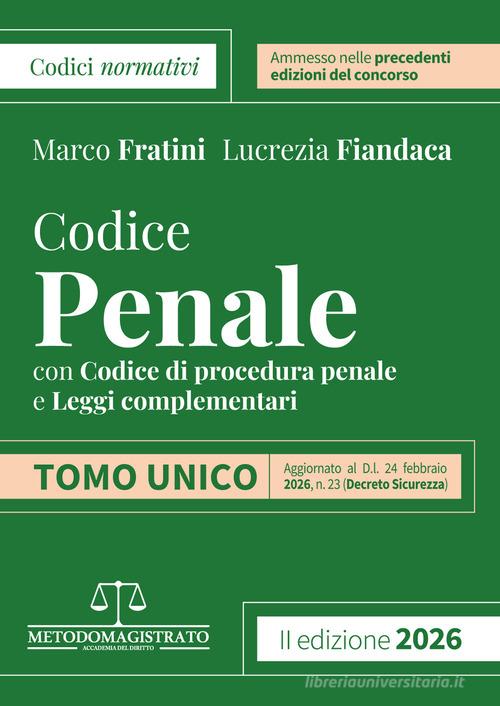 CODICE NORMATIVO DI DIRITTO PENALE  MAGISTRATURA 2026