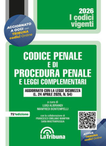 CODICE PENALE E PROCEDURA PENALE VIGENTE GIUGNO 2026